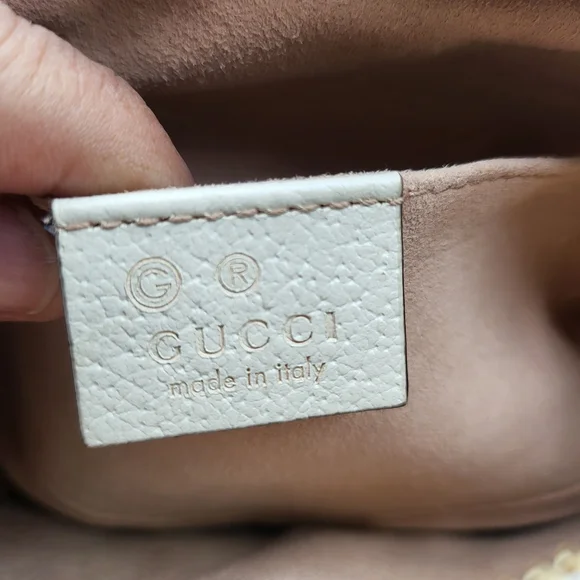 GUCCI Textured Dollar Calfskin Web Mini Ophidia Shoulder Bag Mystic White. Auth. - Picture 7 of 16